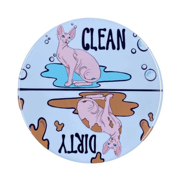White Sphynx Cat Dishwasher Magnet Kitchen Sign - Picture 1 of 5